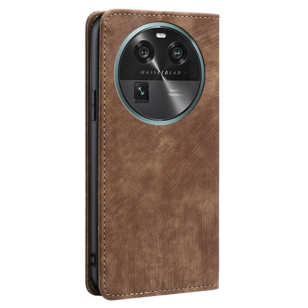 RFID Blocking Shell for Oppo Find X6 PU Leather Stand Wallet Drop-proof Phone Case Flip Cover