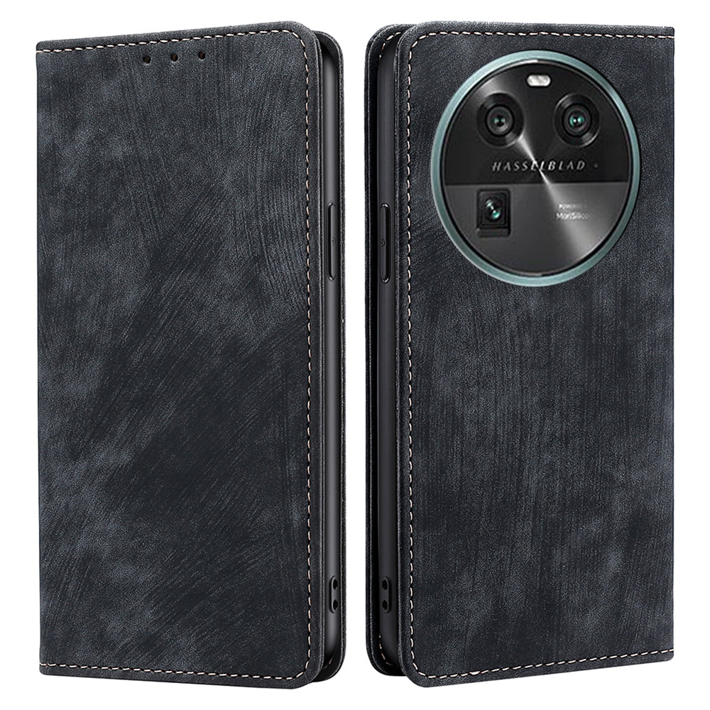 RFID Blocking Shell for Oppo Find X6 PU Leather Stand Wallet Drop-proof Phone Case Flip Cover