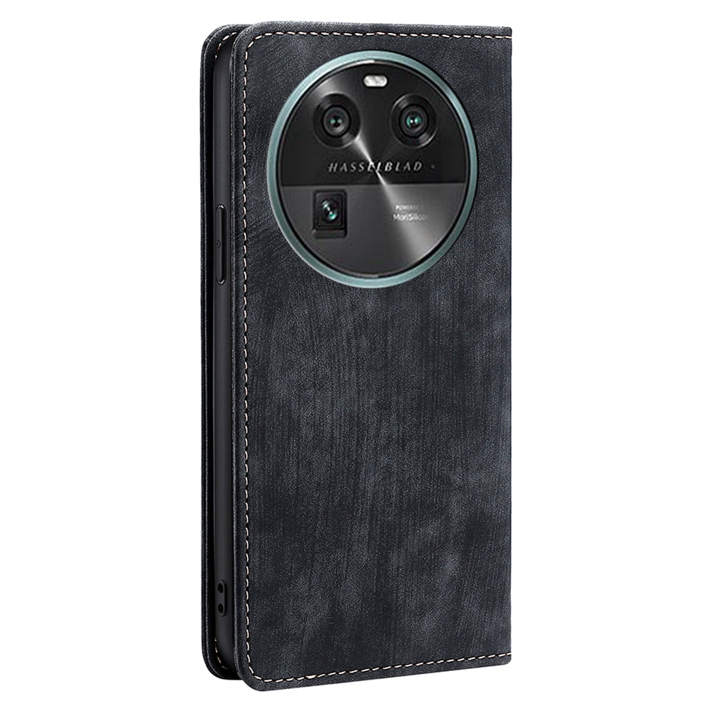 RFID Blocking Shell for Oppo Find X6 PU Leather Stand Wallet Drop-proof Phone Case Flip Cover