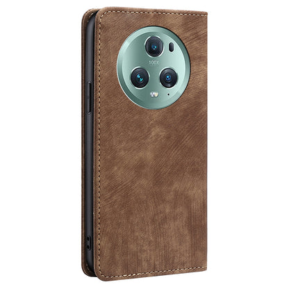 RFID Blocking Shell for Honor Magic5 Pro Fall Protection PU Leather Stand Wallet Phone Case Flip Cover
