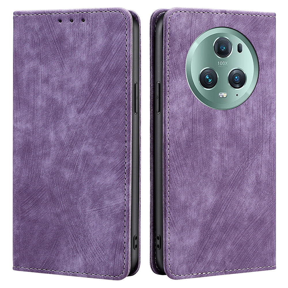 RFID Blocking Shell for Honor Magic5 Pro Fall Protection PU Leather Stand Wallet Phone Case Flip Cover