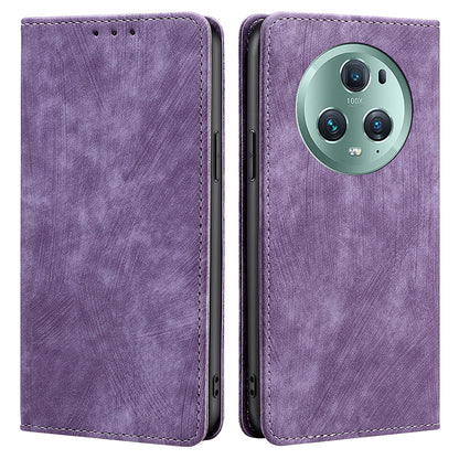 RFID Blocking Shell for Honor Magic5 Pro Fall Protection PU Leather Stand Wallet Phone Case Flip Cover