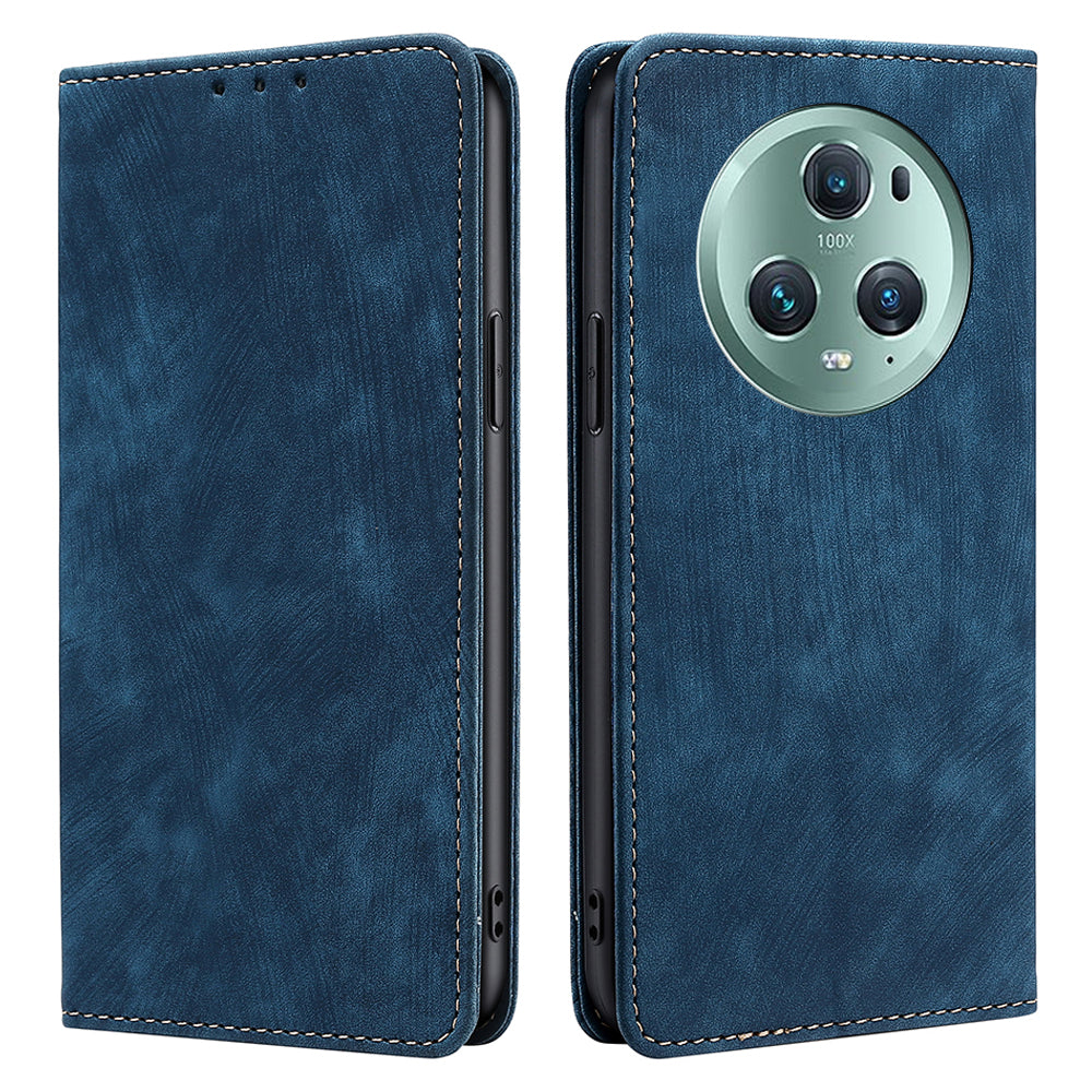 RFID Blocking Shell for Honor Magic5 Pro Fall Protection PU Leather Stand Wallet Phone Case Flip Cover