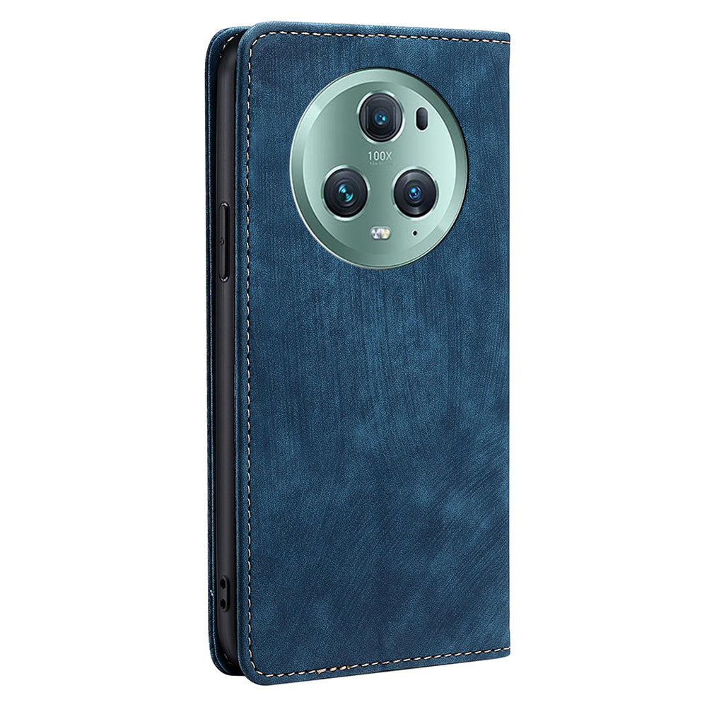 RFID Blocking Shell for Honor Magic5 Pro Fall Protection PU Leather Stand Wallet Phone Case Flip Cover