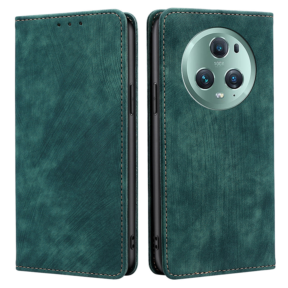 RFID Blocking Shell for Honor Magic5 Pro Fall Protection PU Leather Stand Wallet Phone Case Flip Cover