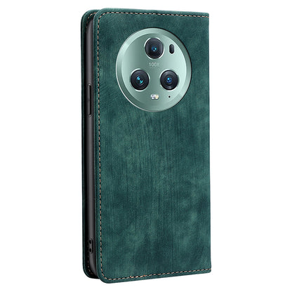 RFID Blocking Shell for Honor Magic5 Pro Fall Protection PU Leather Stand Wallet Phone Case Flip Cover