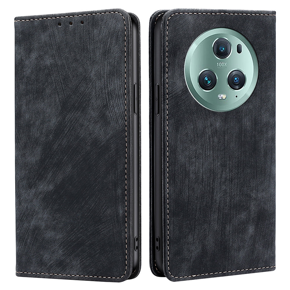 RFID Blocking Shell for Honor Magic5 Pro Fall Protection PU Leather Stand Wallet Phone Case Flip Cover
