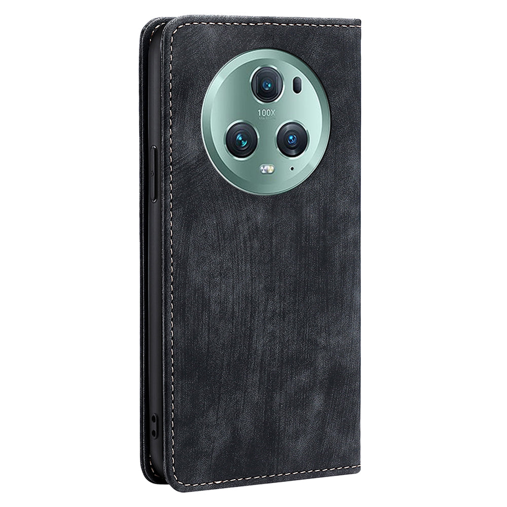 RFID Blocking Shell for Honor Magic5 Pro Fall Protection PU Leather Stand Wallet Phone Case Flip Cover