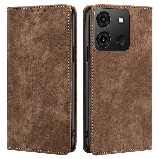 For Infinix Smart 7 4G Phone Cover, PU Leather RFID Blocking Shockproof Case with Stand Wallet