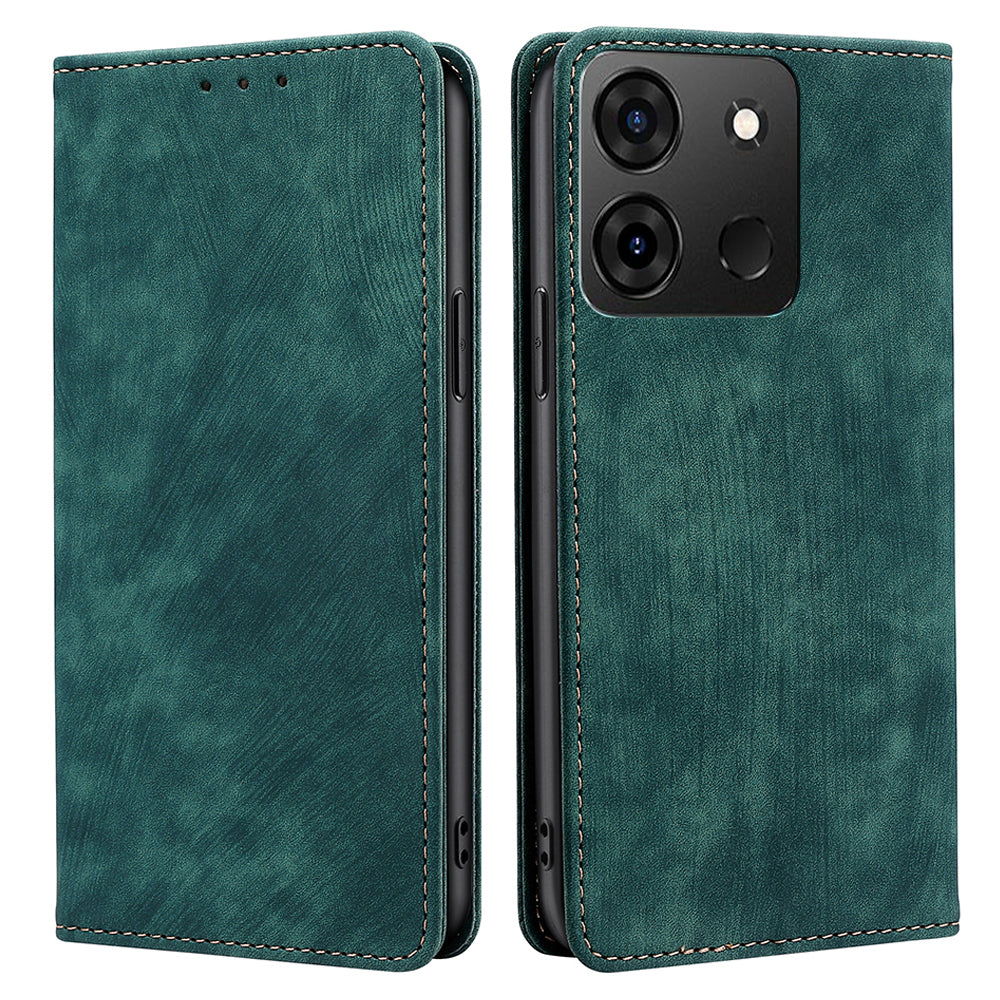 For Infinix Smart 7 4G Phone Cover, PU Leather RFID Blocking Shockproof Case with Stand Wallet