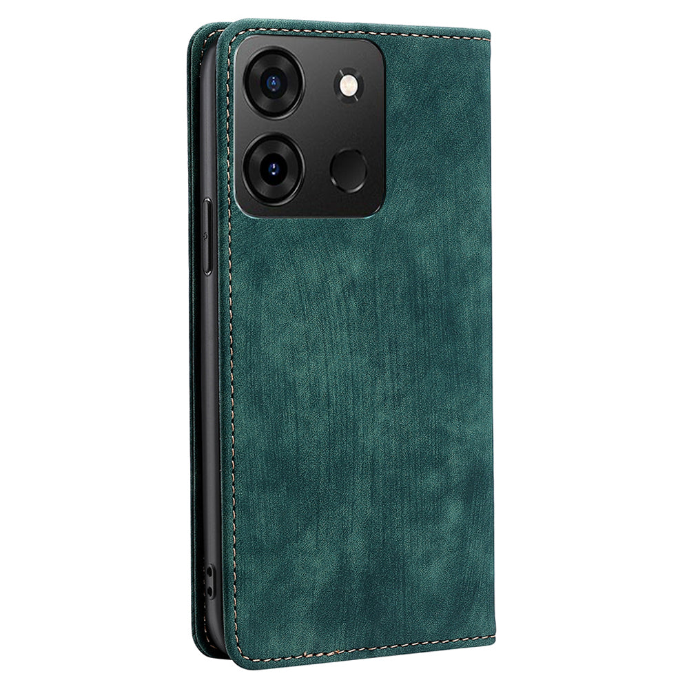 For Infinix Smart 7 4G Phone Cover, PU Leather RFID Blocking Shockproof Case with Stand Wallet