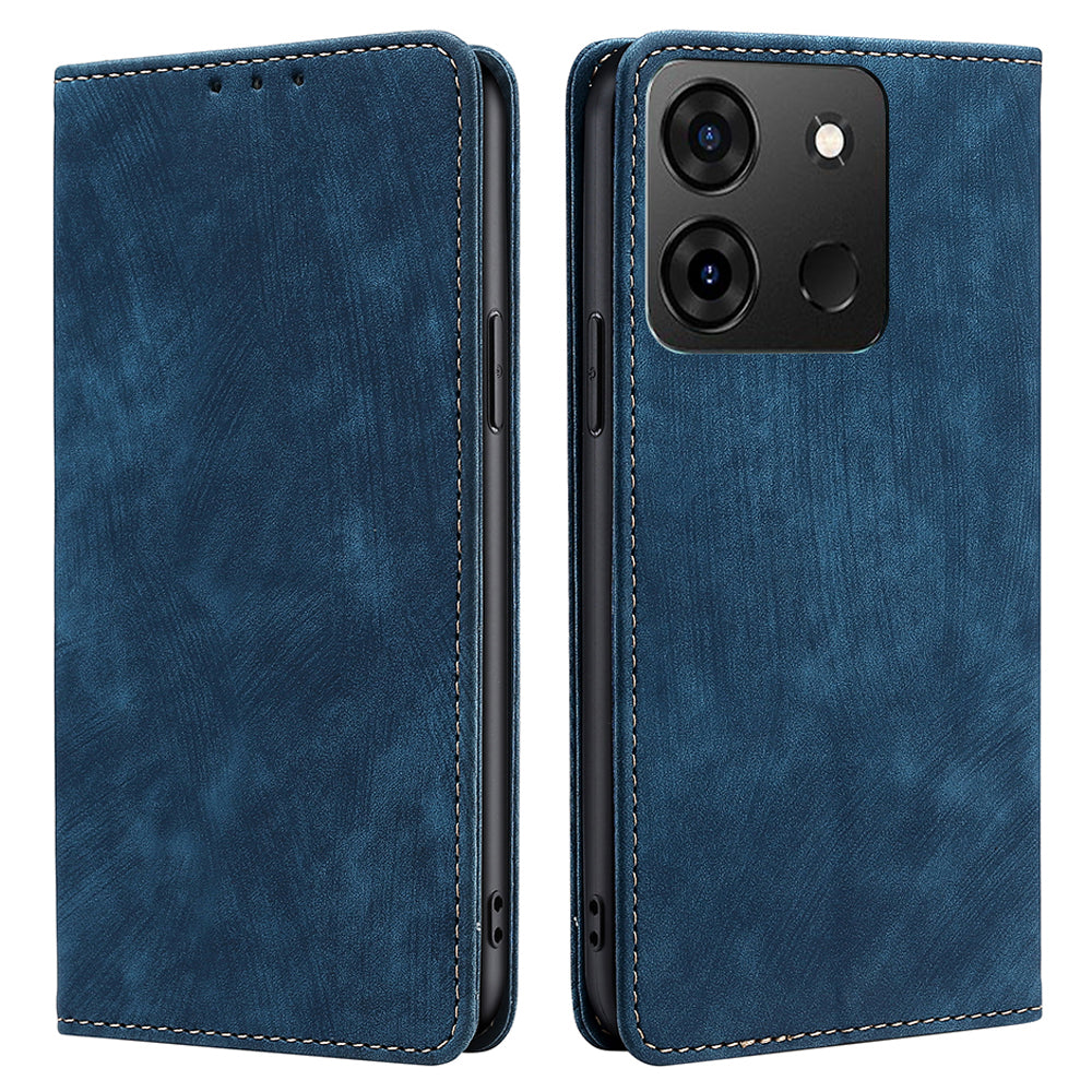 For Infinix Smart 7 4G Phone Cover, PU Leather RFID Blocking Shockproof Case with Stand Wallet