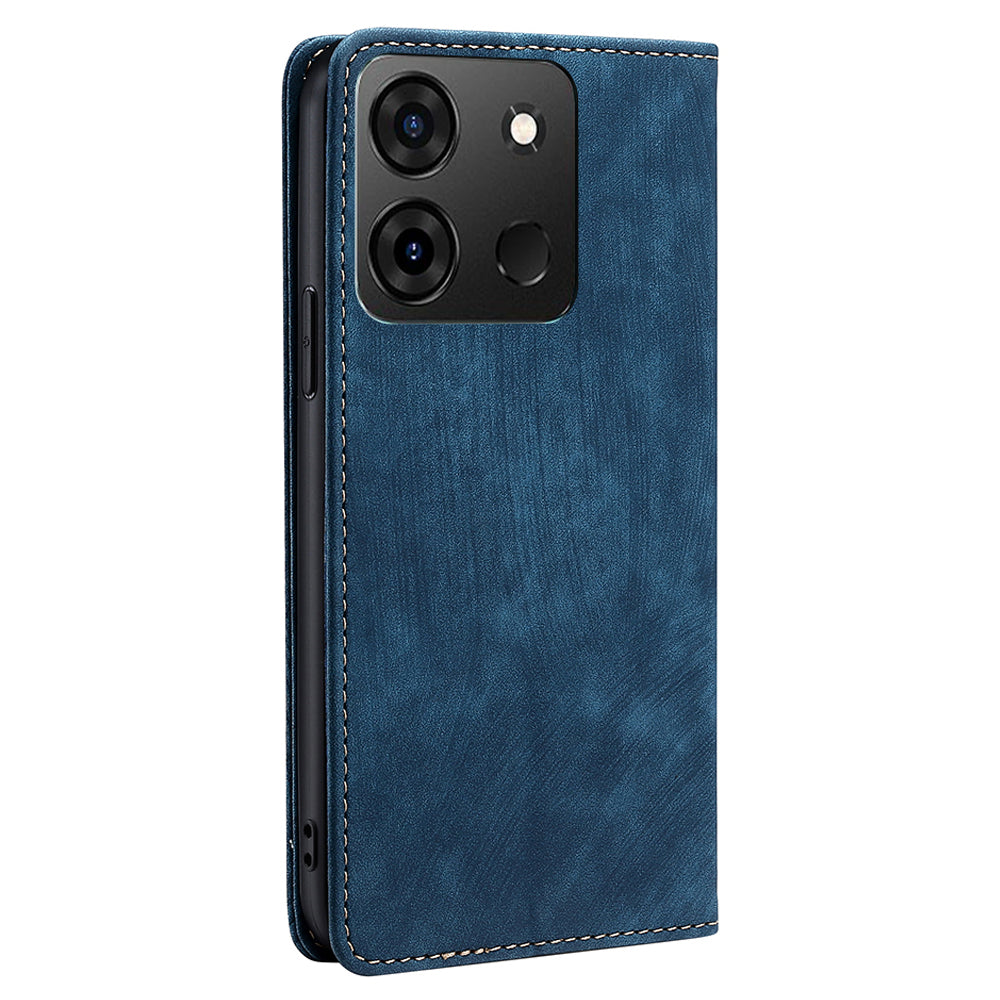 For Infinix Smart 7 4G Phone Cover, PU Leather RFID Blocking Shockproof Case with Stand Wallet