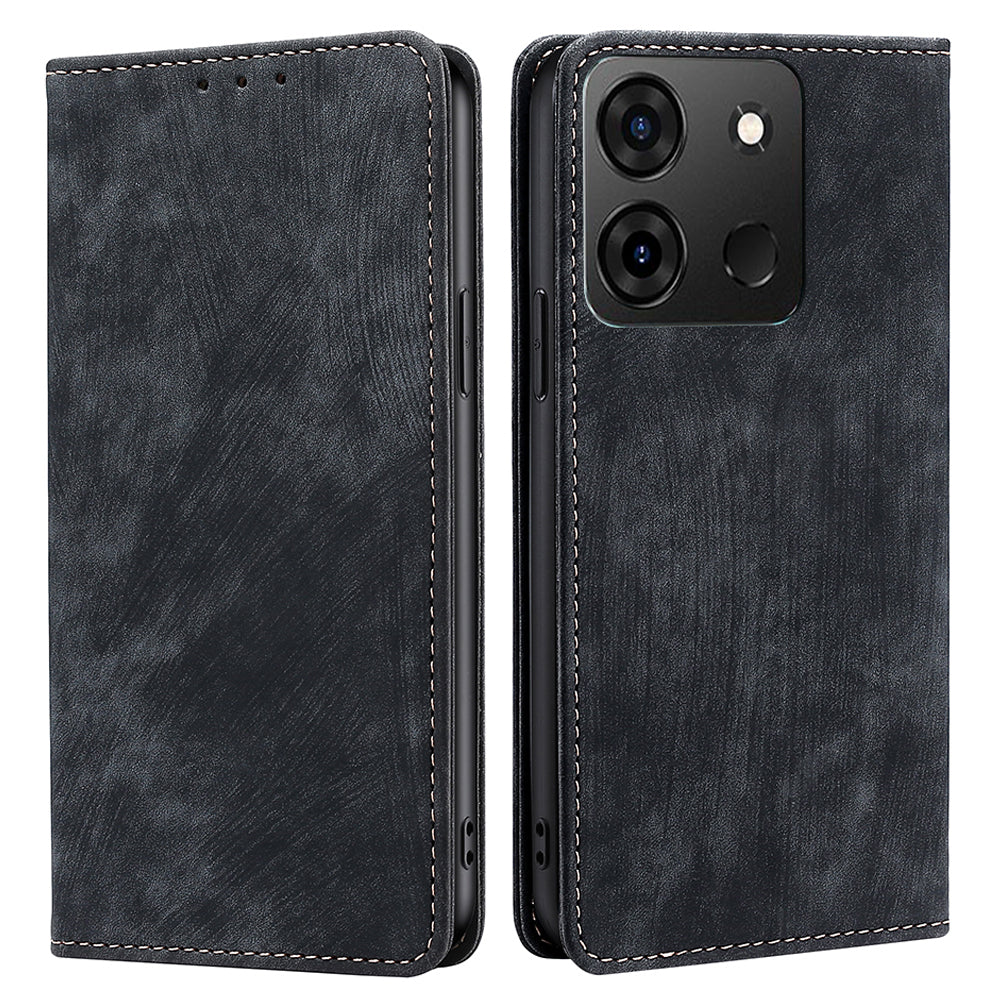 For Infinix Smart 7 4G Phone Cover, PU Leather RFID Blocking Shockproof Case with Stand Wallet