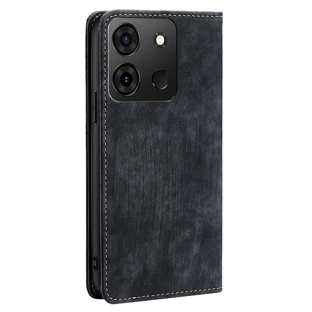 For Infinix Smart 7 4G Phone Cover, PU Leather RFID Blocking Shockproof Case with Stand Wallet
