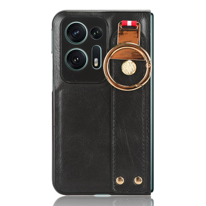 For Oppo Find N2 5G PU Leather Coated PC+TPU Phone Case Wristband Kickstand Shockproof Cover