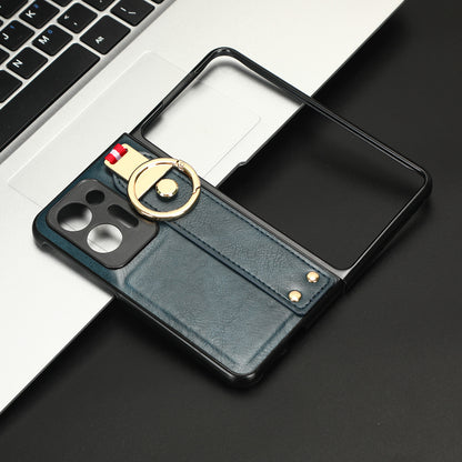 For Oppo Find N2 5G PU Leather Coated PC+TPU Phone Case Wristband Kickstand Shockproof Cover