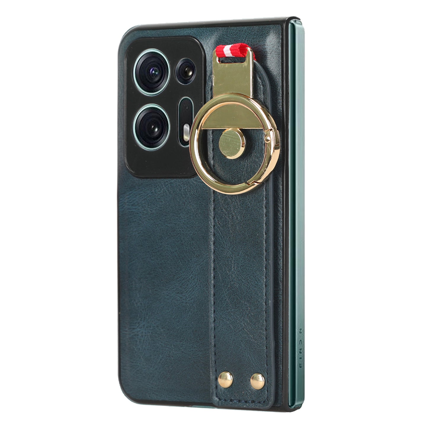 For Oppo Find N2 5G PU Leather Coated PC+TPU Phone Case Wristband Kickstand Shockproof Cover