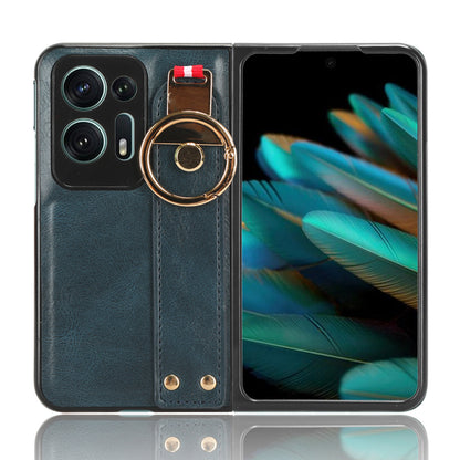 For Oppo Find N2 5G PU Leather Coated PC+TPU Phone Case Wristband Kickstand Shockproof Cover