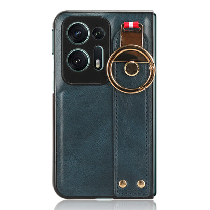 For Oppo Find N2 5G PU Leather Coated PC+TPU Phone Case Wristband Kickstand Shockproof Cover