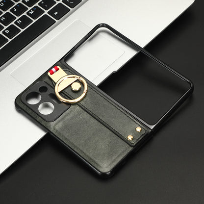 For Oppo Find N2 5G PU Leather Coated PC+TPU Phone Case Wristband Kickstand Shockproof Cover