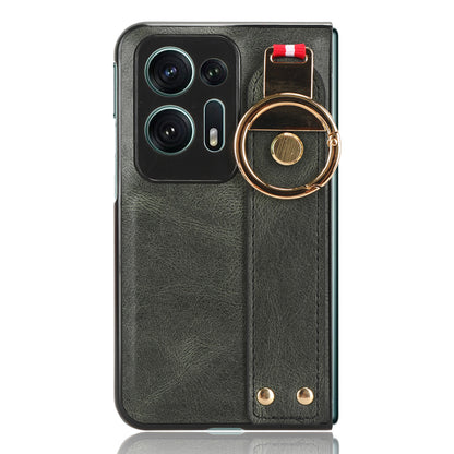 For Oppo Find N2 5G PU Leather Coated PC+TPU Phone Case Wristband Kickstand Shockproof Cover