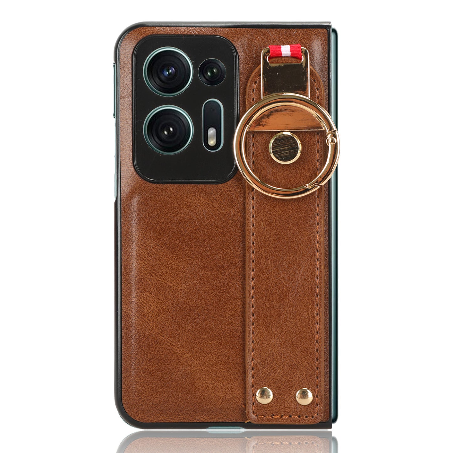 For Oppo Find N2 5G PU Leather Coated PC+TPU Phone Case Wristband Kickstand Shockproof Cover