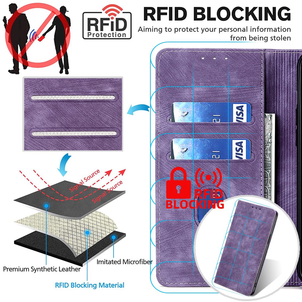 RFID Blocking Cover for Tecno Spark Go 2023 4G Shell with Stand Wallet PU Leather Cellphone Case