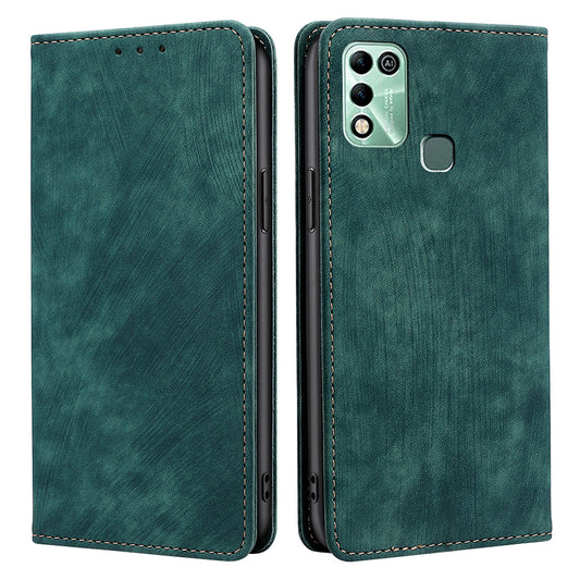 Phone Cover for Infinix Hot 11 Play PU Leather Shell with Stand Wallet RFID Blocking Shockproof Case