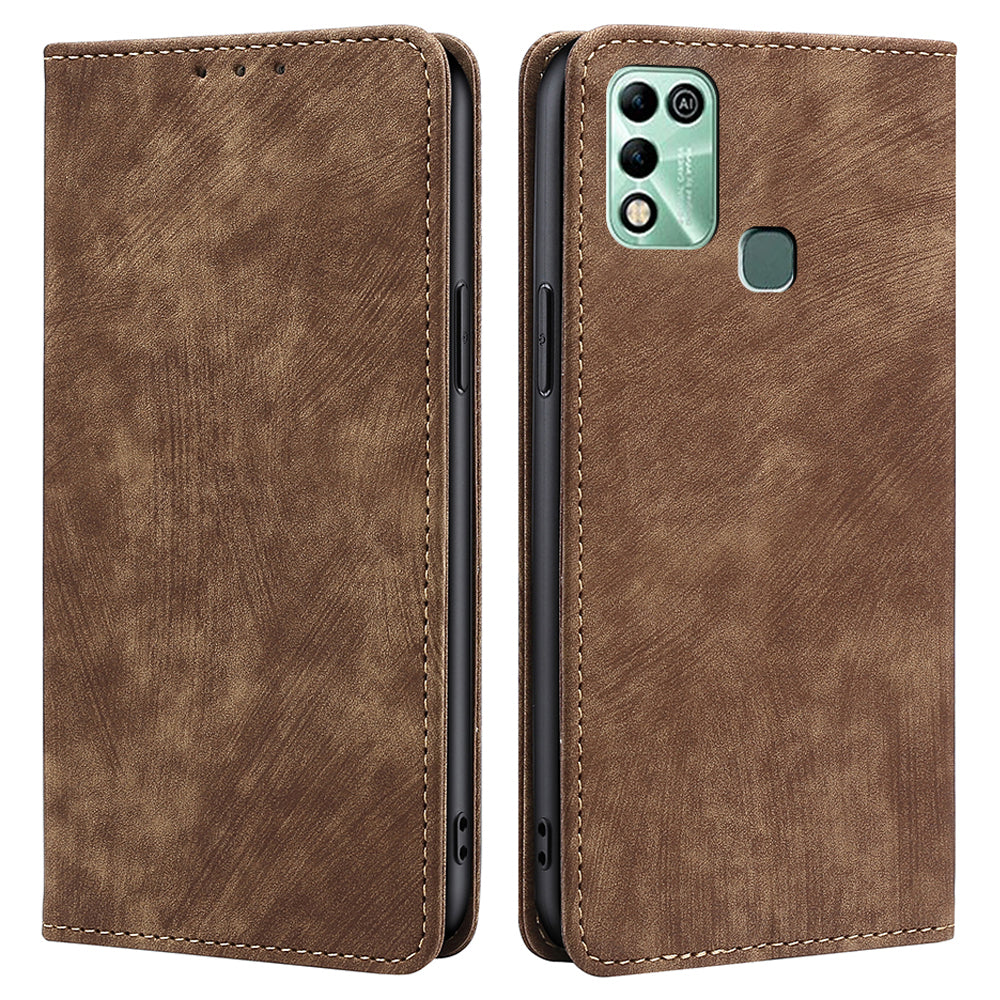 Phone Cover for Infinix Hot 11 Play PU Leather Shell with Stand Wallet RFID Blocking Shockproof Case