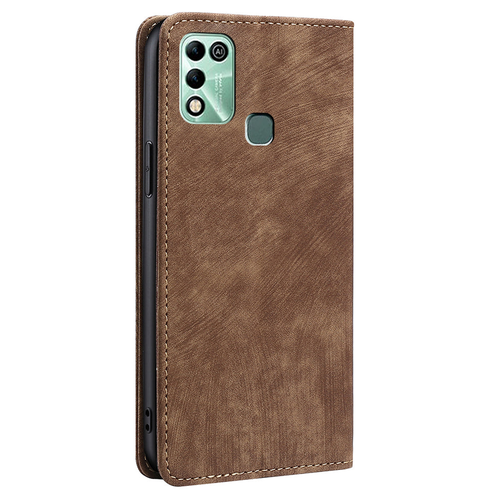 Phone Cover for Infinix Hot 11 Play PU Leather Shell with Stand Wallet RFID Blocking Shockproof Case