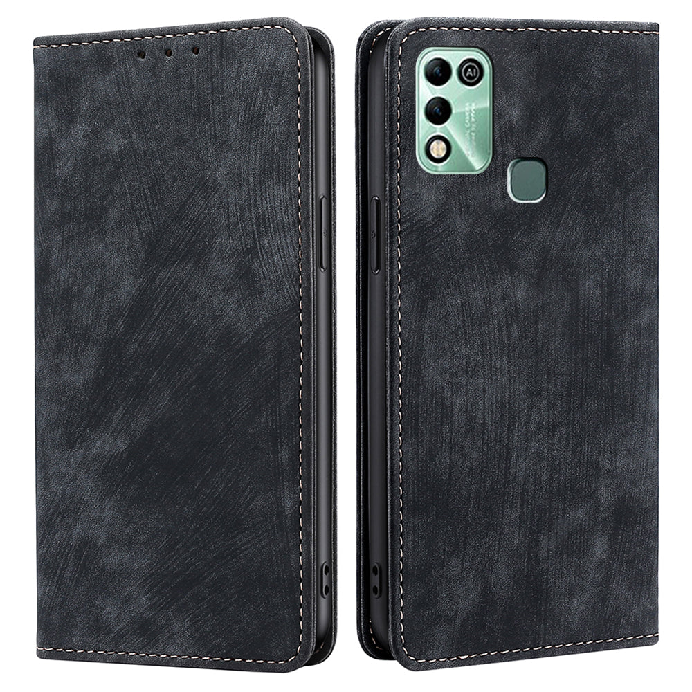 Phone Cover for Infinix Hot 11 Play PU Leather Shell with Stand Wallet RFID Blocking Shockproof Case