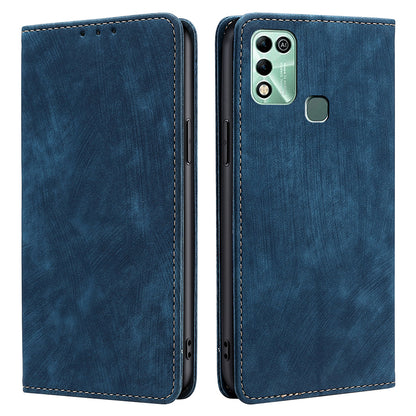Phone Cover for Infinix Hot 11 Play PU Leather Shell with Stand Wallet RFID Blocking Shockproof Case