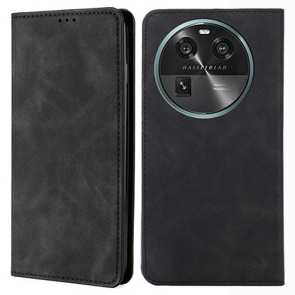 For Oppo Find X6 Skin-touch PU Leather Stand Phone Cover Card Holder Case