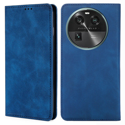 For Oppo Find X6 Skin-touch PU Leather Stand Phone Cover Card Holder Case