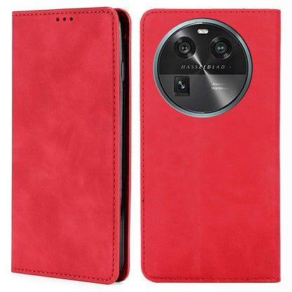 For Oppo Find X6 Skin-touch PU Leather Stand Phone Cover Card Holder Case