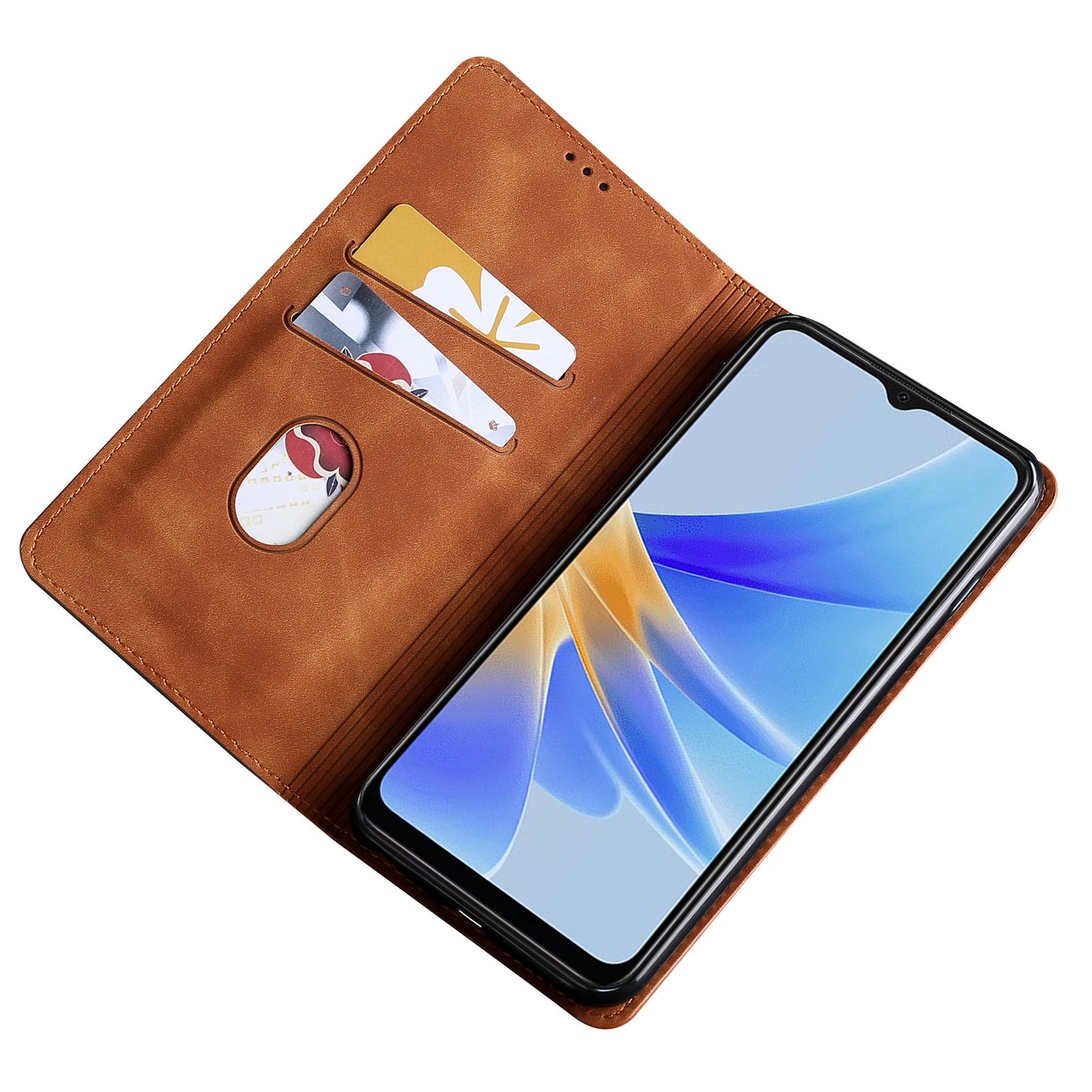 For Oppo Find X6 Skin-touch PU Leather Stand Phone Cover Card Holder Case