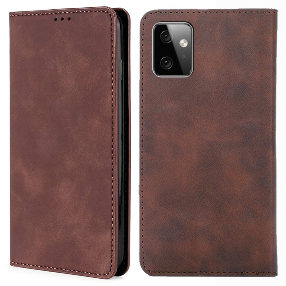 For Motorola Moto G Power 5G Phone Stand Case Skin-touch PU Leather Card Holder Cover