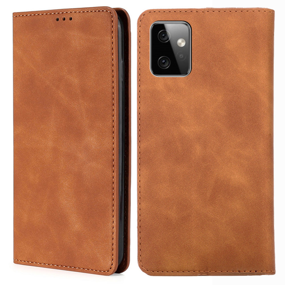 For Motorola Moto G Power 5G Phone Stand Case Skin-touch PU Leather Card Holder Cover