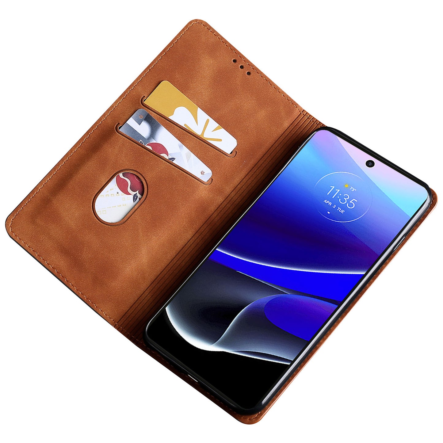 For Motorola Moto G Power 5G Phone Stand Case Skin-touch PU Leather Card Holder Cover