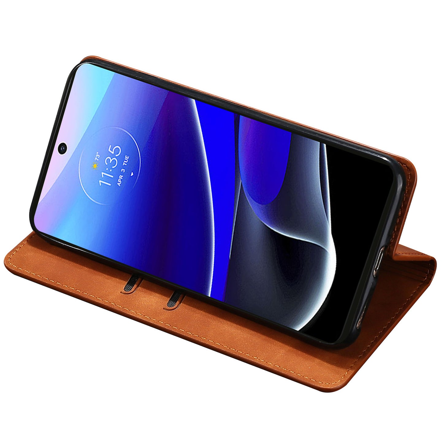 For Motorola Moto G Power 5G Phone Stand Case Skin-touch PU Leather Card Holder Cover