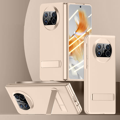 For Huawei Mate X3 5G Kickstand Folding Phone Case Hard PC Phone Cover with Tempered Glass Screen Film