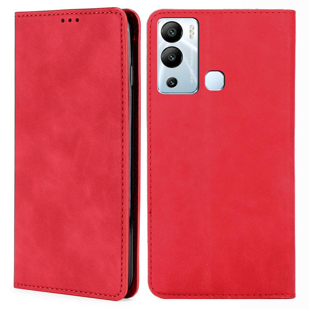 For Infinix Hot 12i 4G Card Holder PU Leather Case Skin-touch Stand Mobile Phone Cover