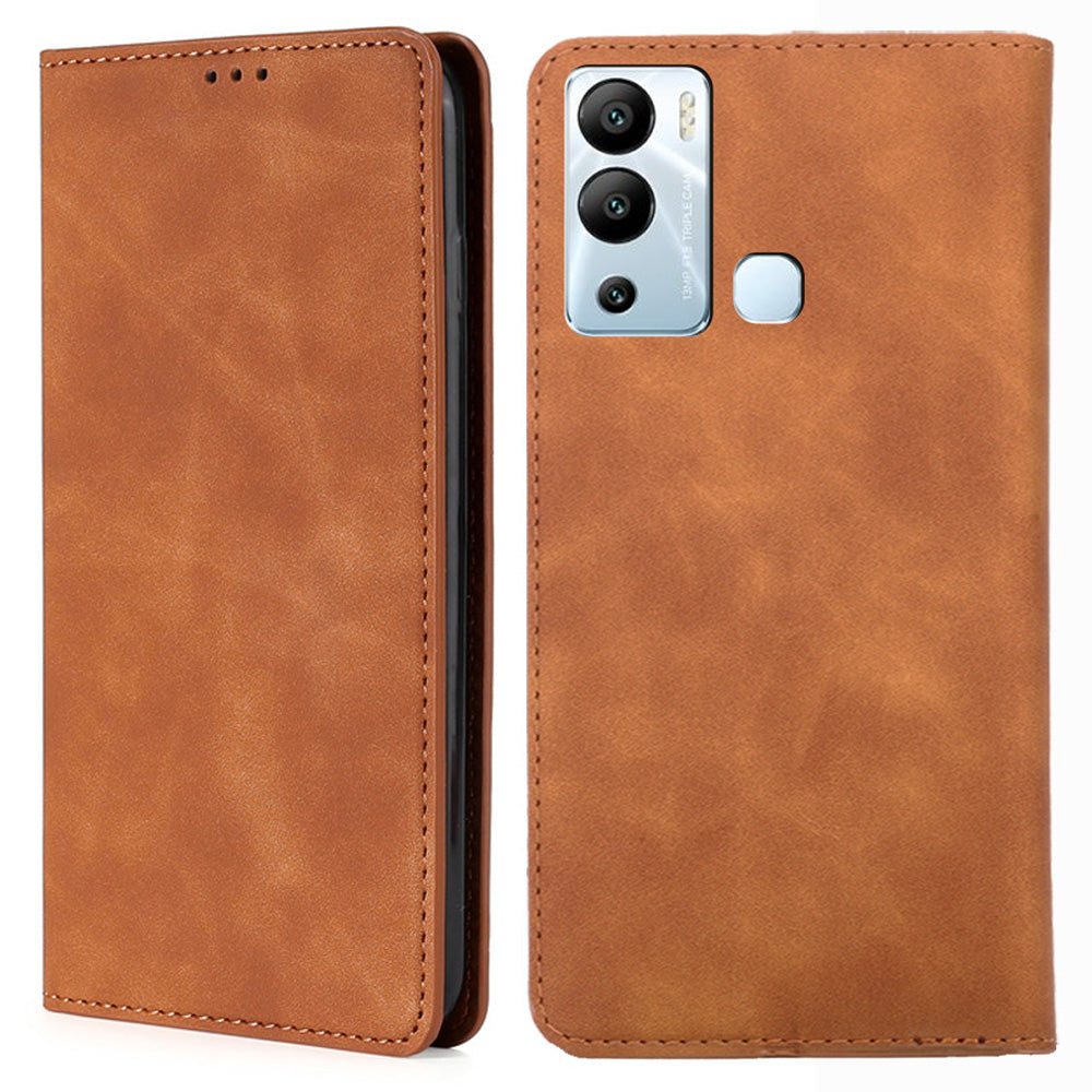 For Infinix Hot 12i 4G Card Holder PU Leather Case Skin-touch Stand Mobile Phone Cover