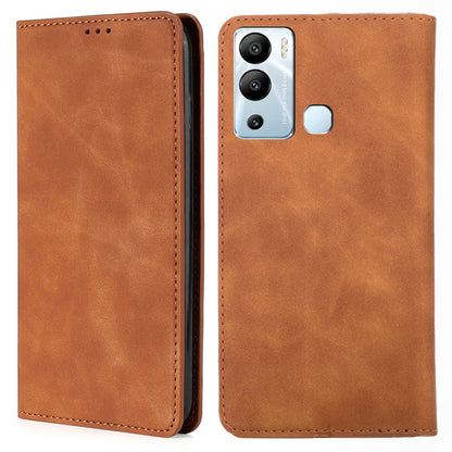 For Infinix Hot 12i 4G Card Holder PU Leather Case Skin-touch Stand Mobile Phone Cover