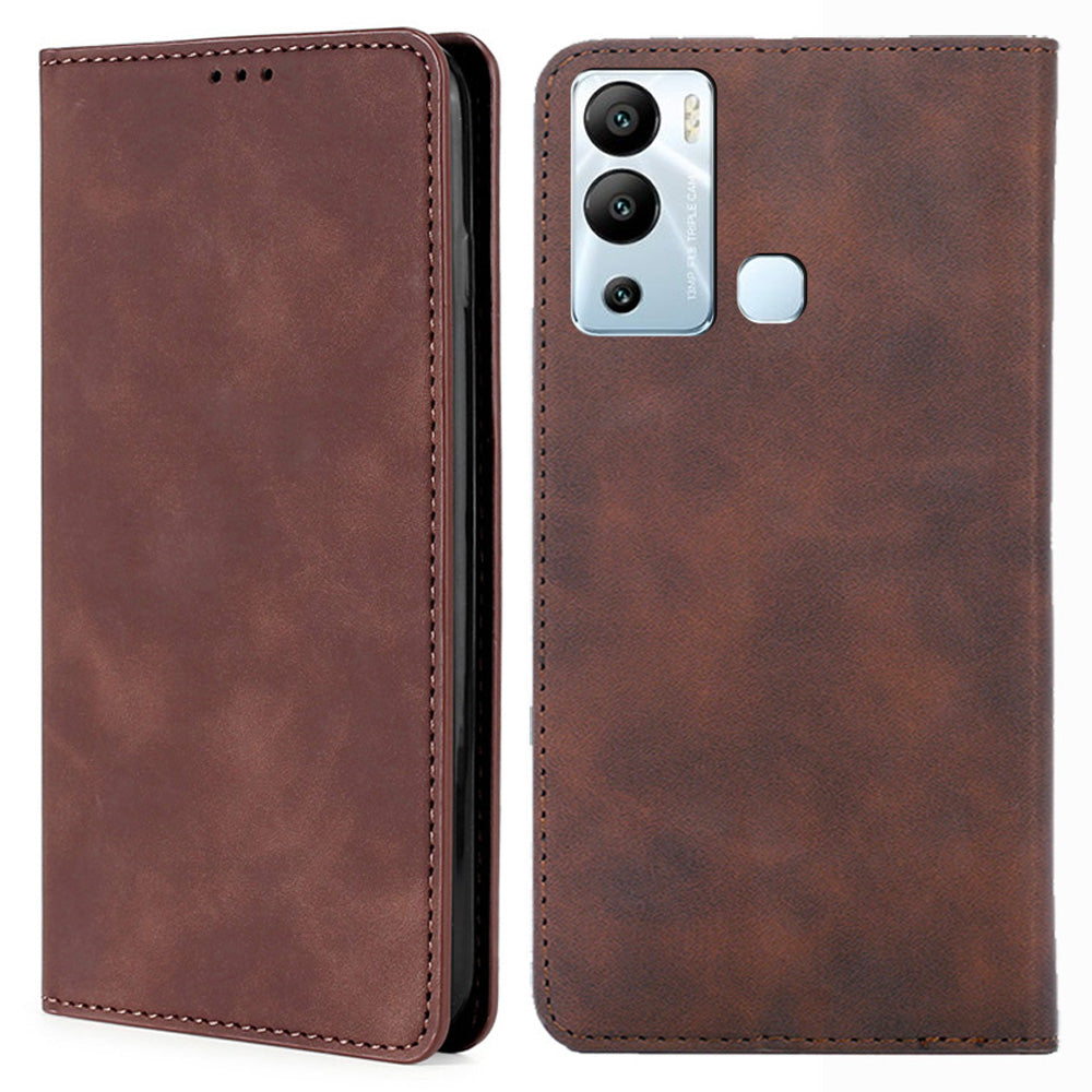 For Infinix Hot 12i 4G Card Holder PU Leather Case Skin-touch Stand Mobile Phone Cover