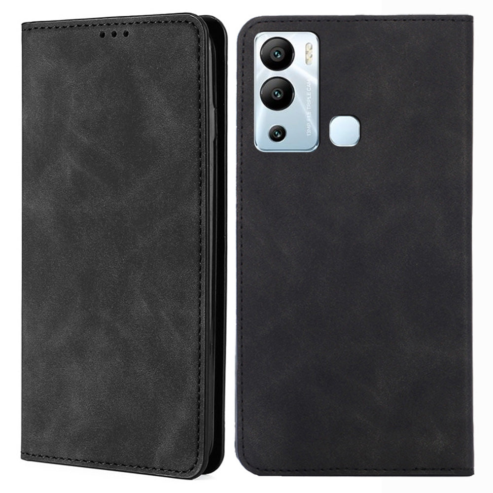 For Infinix Hot 12i 4G Card Holder PU Leather Case Skin-touch Stand Mobile Phone Cover