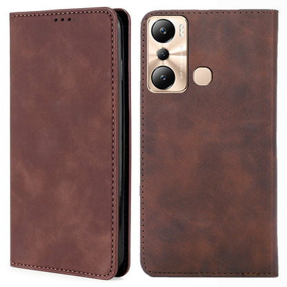 For Infinix Hot 20i 4G PU Leather Phone Case Stand Card Holder Skin-touch Cover