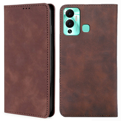 For Infinix Hot 12 Play 4G Card Holder Phone Stand Case Skin-touch PU Leather Phone Cover