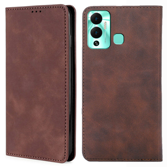 For Infinix Hot 12 Play 4G Card Holder Phone Stand Case Skin-touch PU Leather Phone Cover